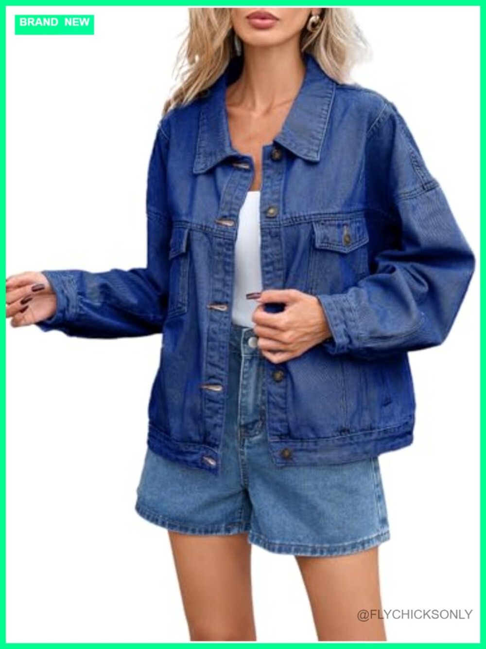 Oversized Denim Jacket Boyfriend Ripped Distressed Trucker Coat